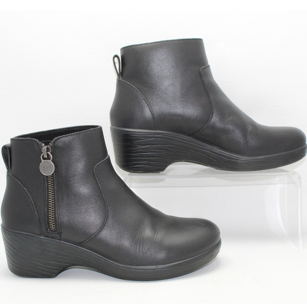 Alegria PG Lite Black Leather Ankle Boots SRI-601 Slip Resistant Wedge Size 37